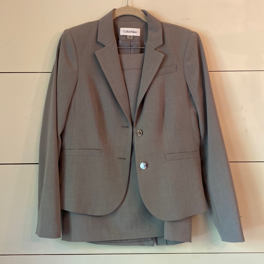 Calvin Klein Gray Suit - size 6 Jacket and size 8 Pencil Skirt